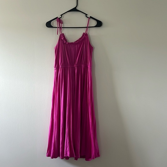J Crew Magenta Pink Crinkle Midi Dress Dress Loose Fit Sz XS to S - Picture 2 of 16